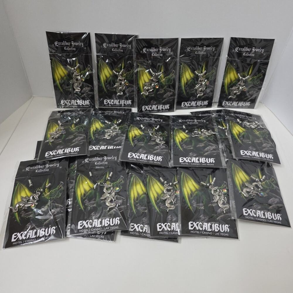 Reseller Lot Of 24 Excalibur Casino Dragon & Crystal Necklaces Fashion Craft - Picture 5 of 6